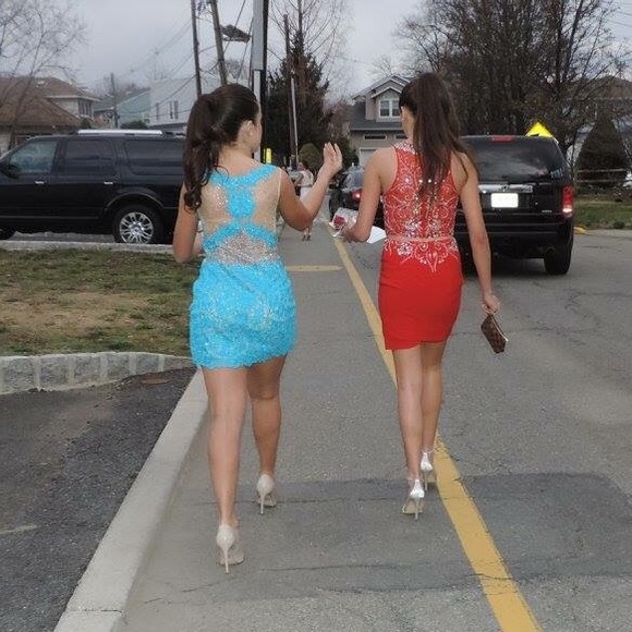 DAVE & JOHNNY ELECTRIC BLUE SPARKLY PROM DRESS - Picture 2 of 6